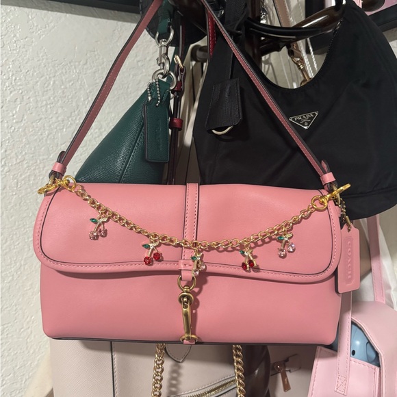 Coach Pink Shoulder Bag with Cherry Charm
